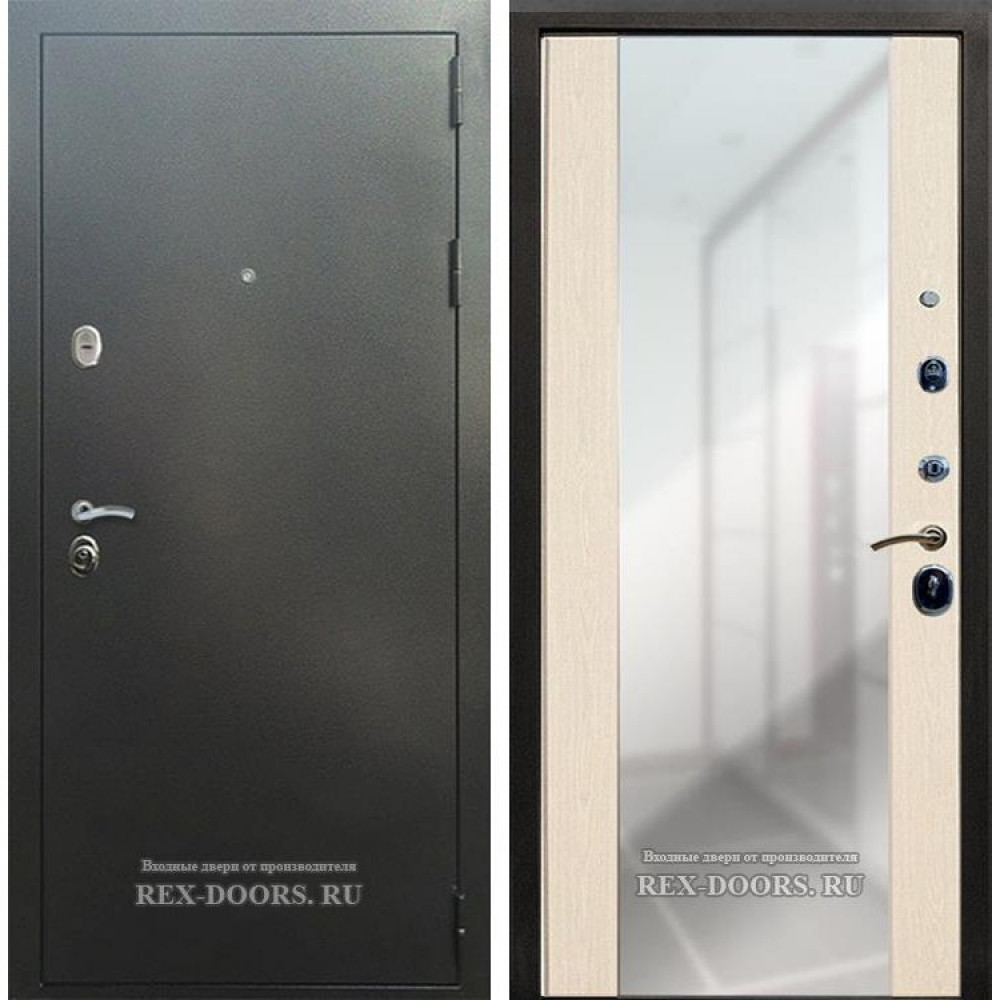 Дверь Йошкар Ола 5 СБ-16 с зеркалом Антик серебро / Лиственница беж