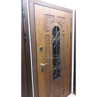 Входная металлическая Дверь Йошкар Ола Лацио с окном и ковкой массив дерева