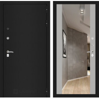 Дверь Лабиринт CLASSIC шагрень черная с Зеркалом Максимум - Софт Грей