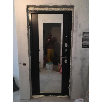 Дверь Лабиринт CLASSIC шагрень черная с Зеркалом Максимум - Венге