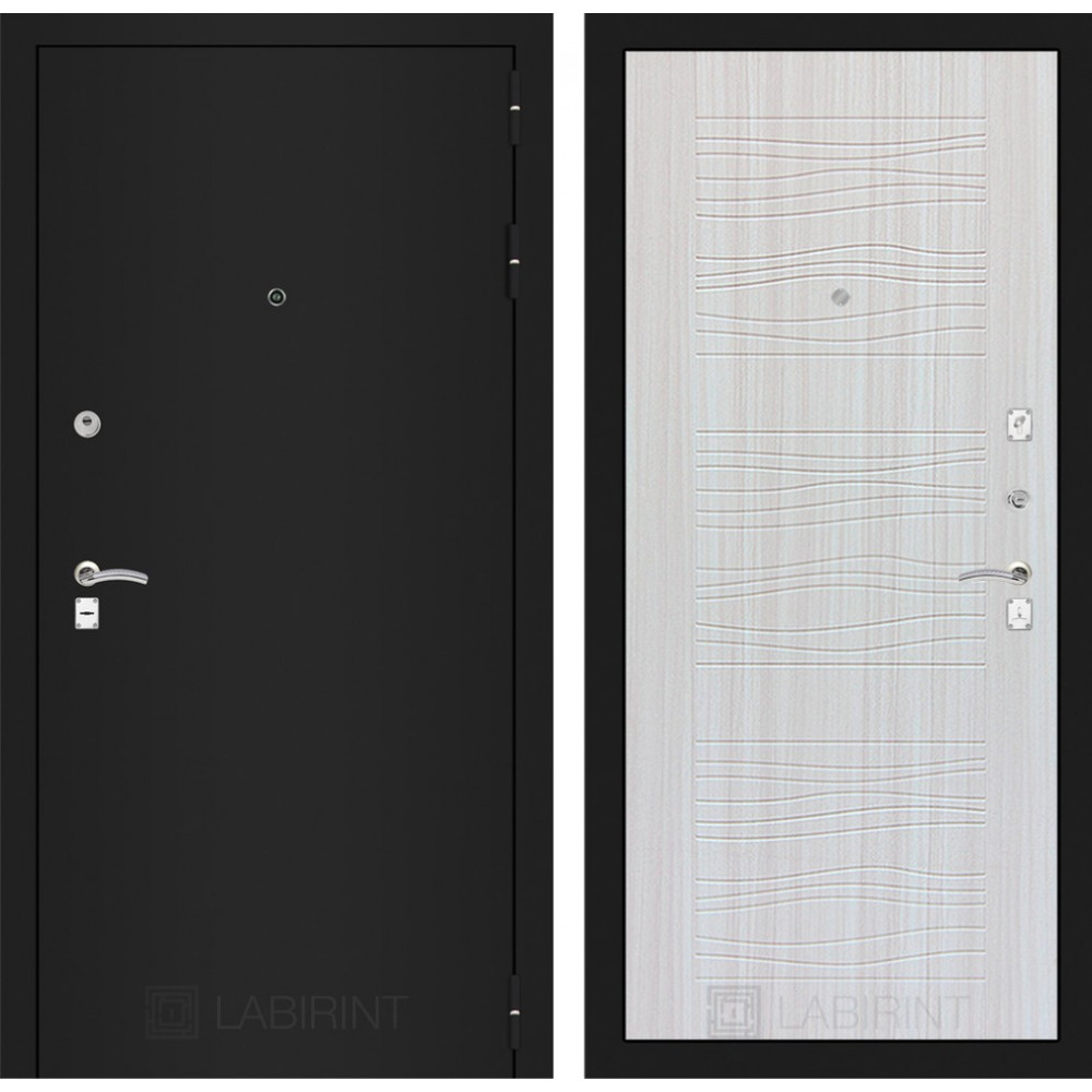 Дверь Лабиринт CLASSIC шагрень черная 06 - Сандал белый