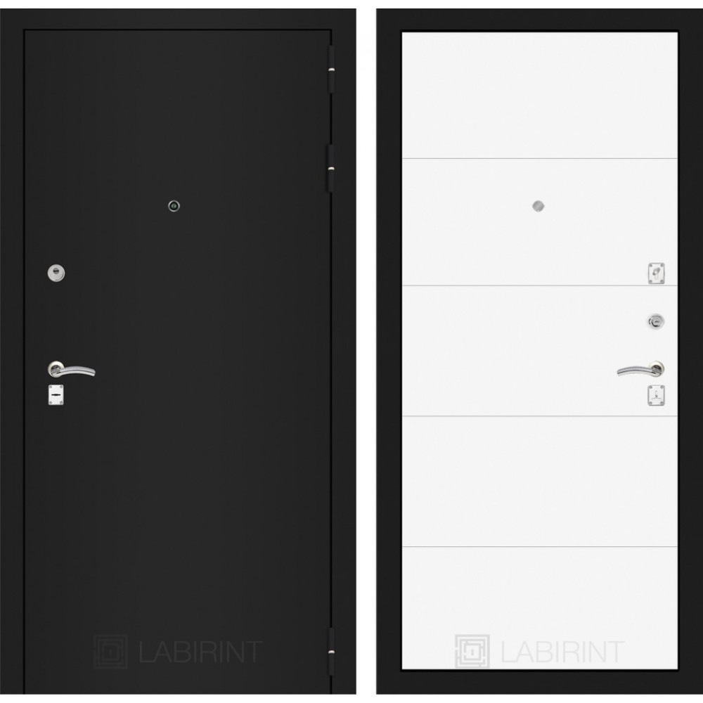 Дверь Лабиринт CLASSIC шагрень черная 13 - Белый софт