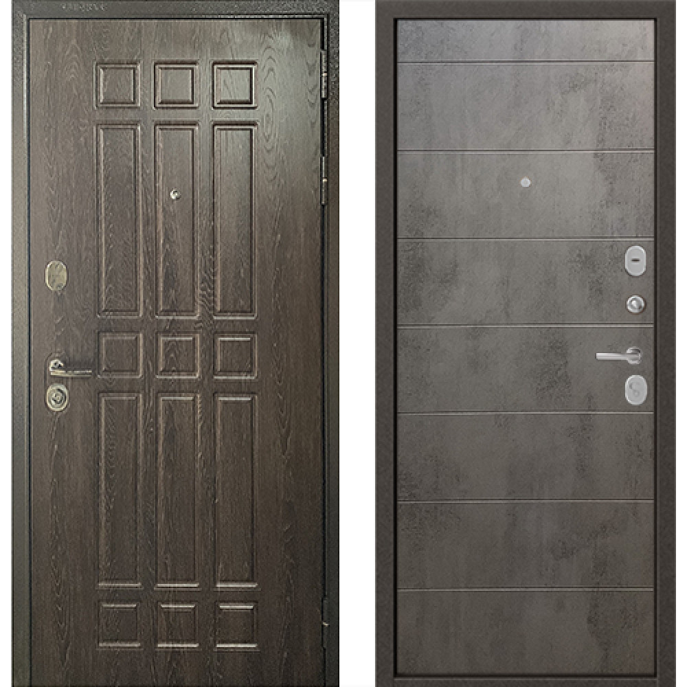 Дверь Бульдорс STANDART 90 дуб шоколад / бетон серый 9S-135