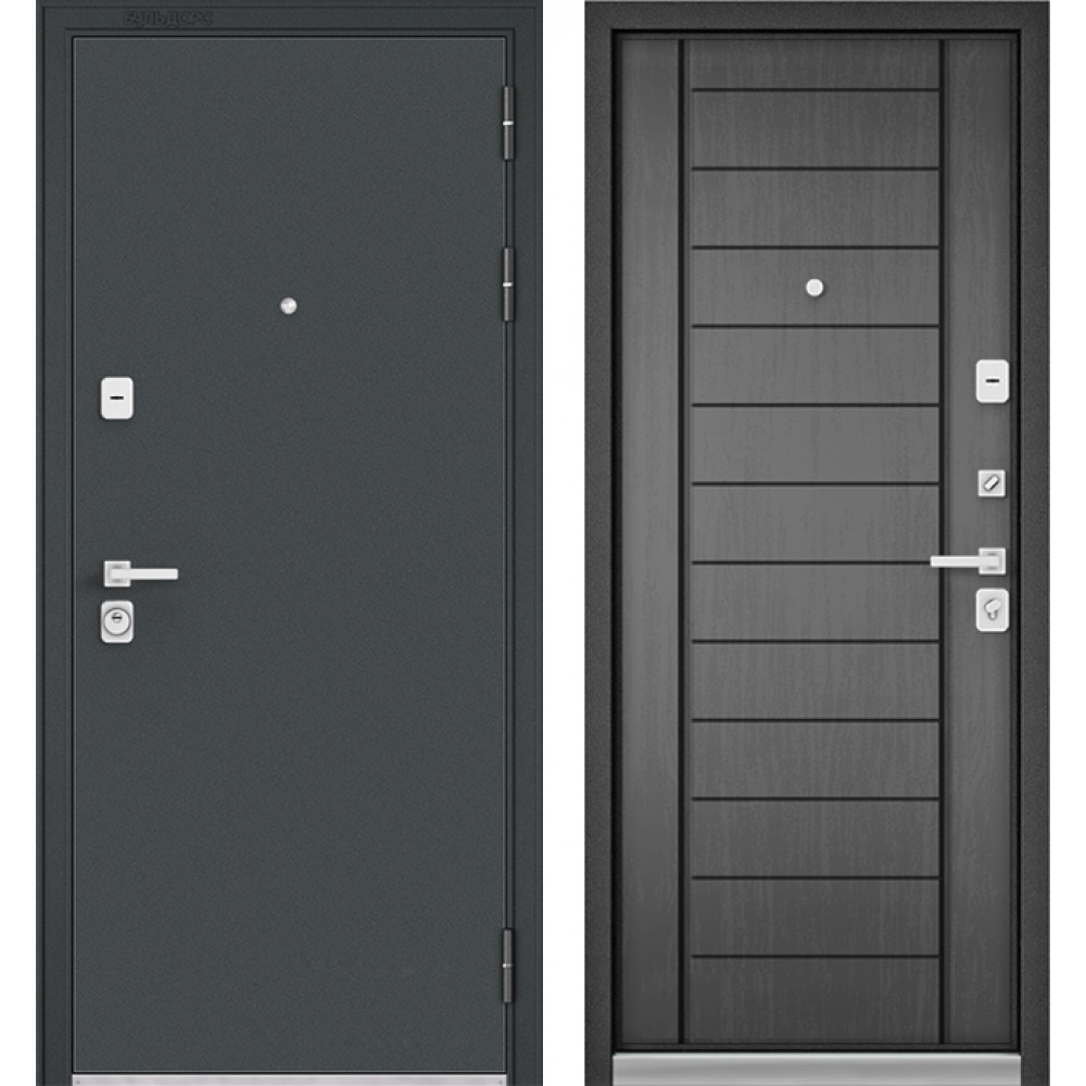 Дверь Бульдорс Premium 90 чёрный шёлк D-14 / серый дуб 9Р-137