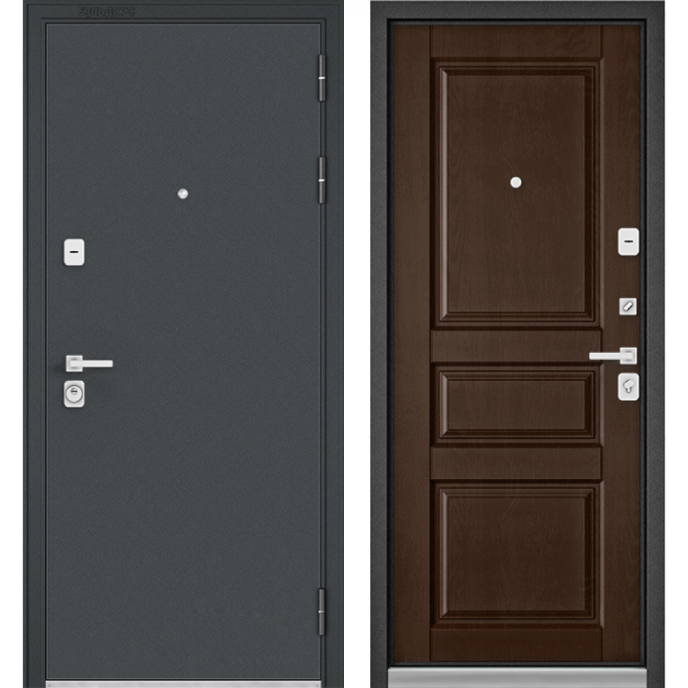 Дверь Бульдорс Premium 90 чёрный шёлк D-14 / дуб коньяк 9РD-2