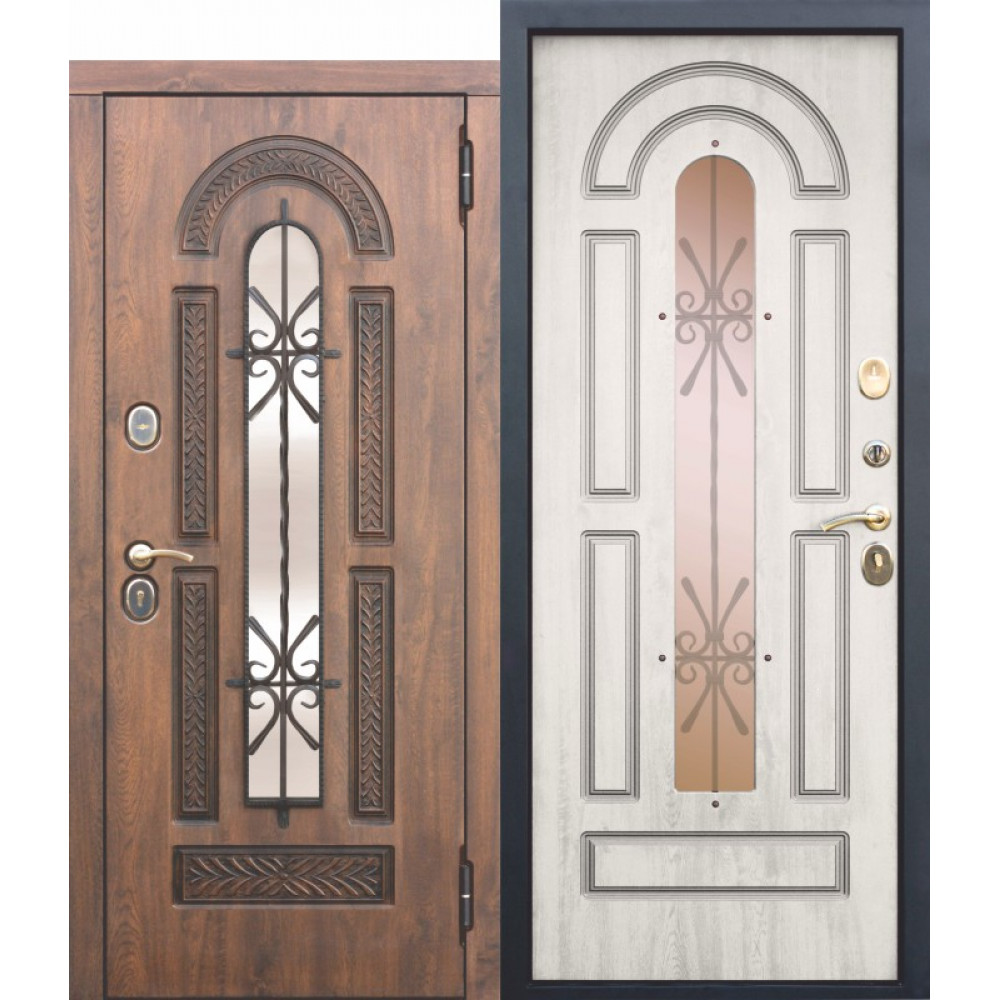 Дверь Цитадель Vikont с ковкой Сосна белая 9,5см 2К