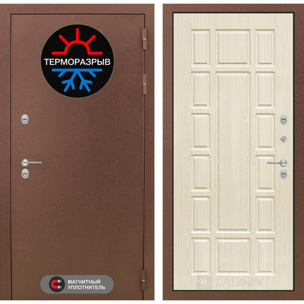 Дверь Лабиринт с Терморазрывом Магнит 12 - Беленый дуб МДФ в дом