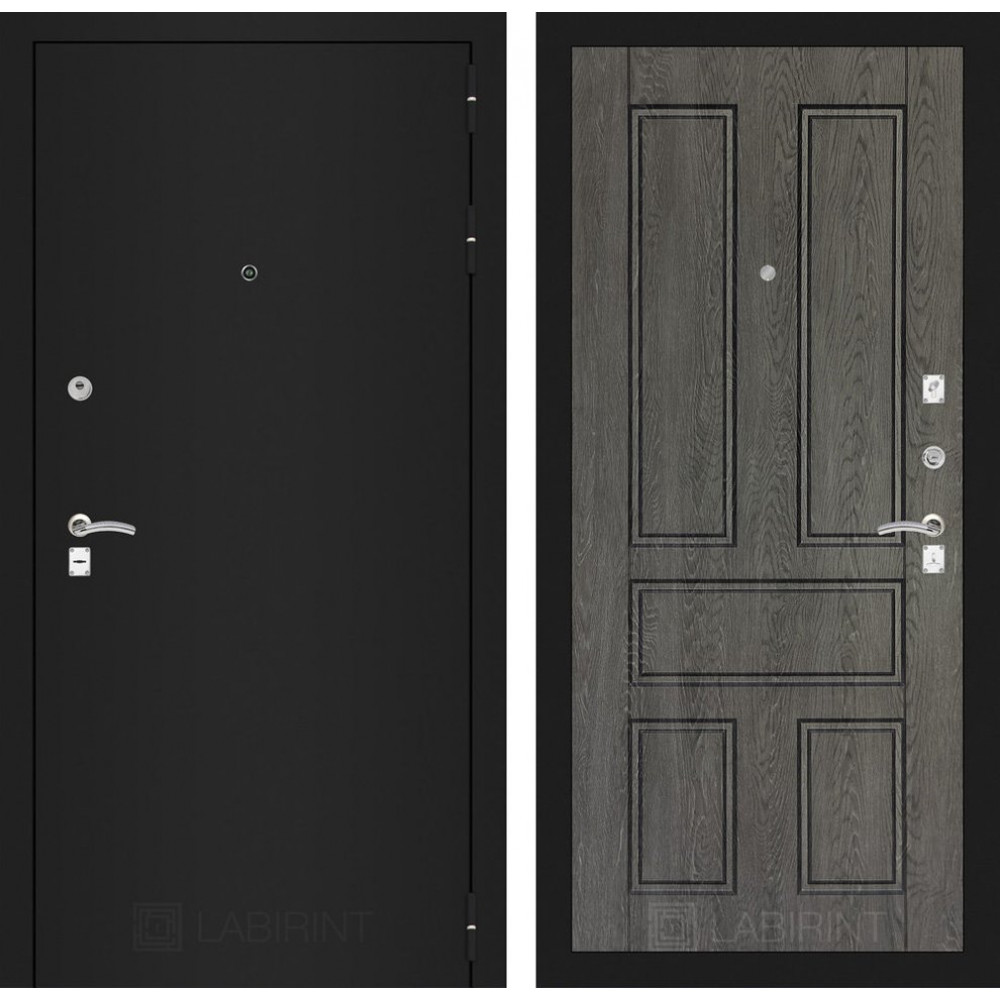 Дверь Лабиринт CLASSIC шагрень черная 10 - Дуб филадельфия графит