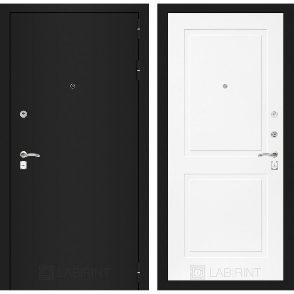 Дверь Лабиринт CLASSIC шагрень черная 11 - Белый софт