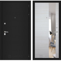 Дверь Лабиринт CLASSIC шагрень черная с Зеркалом - Акация светлая горизонтальная