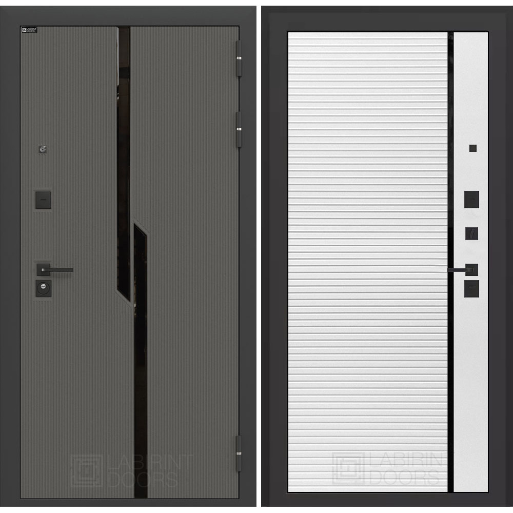 Входная дверь Лабиринт Carbon 22 - Белый софт, черная вставка