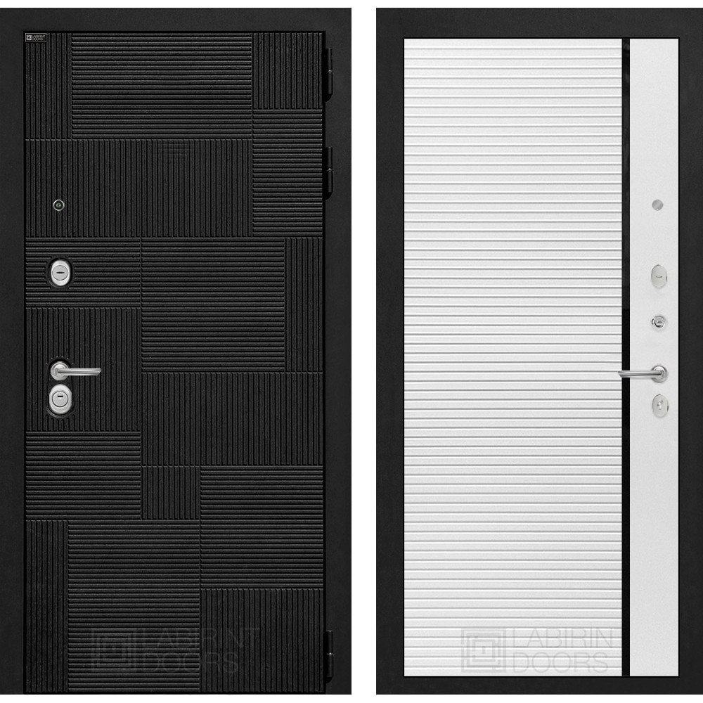 Входная дверь Лабиринт Pazl 22 - Белый софт, черная вставка