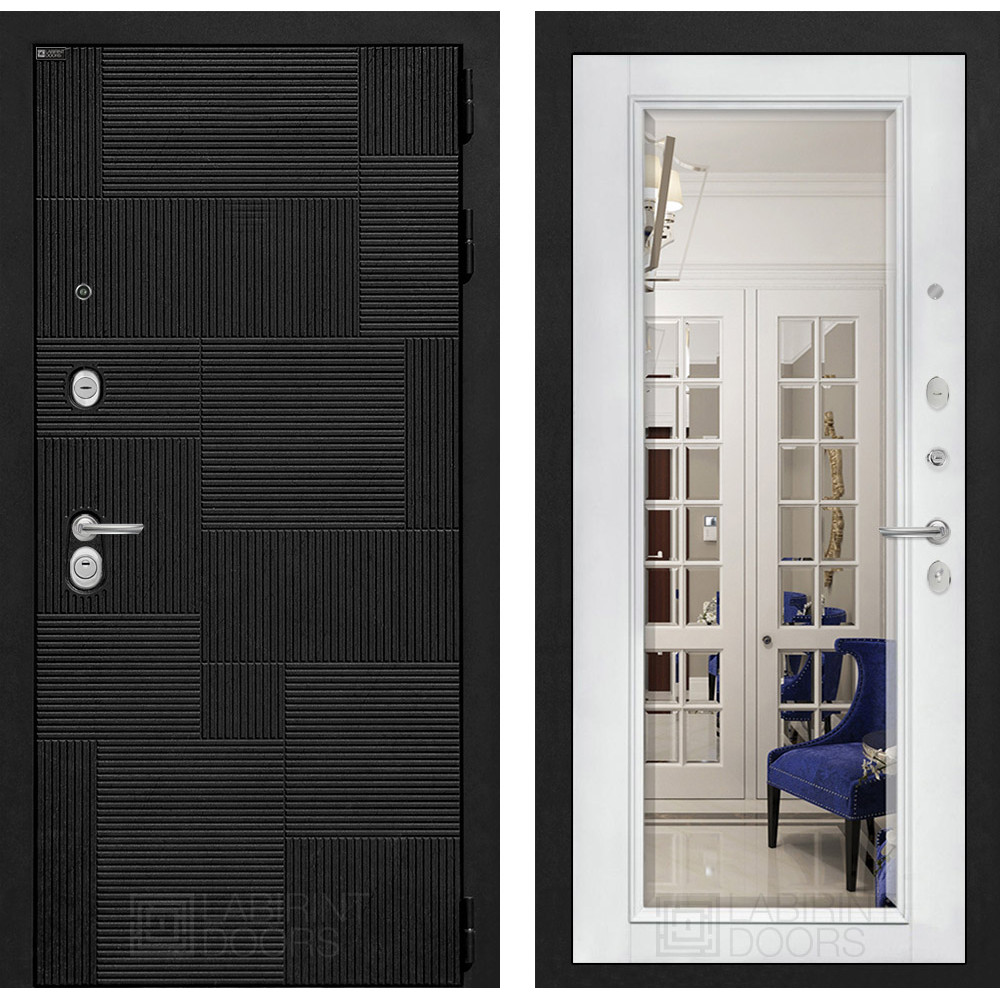 Входная дверь Лабиринт Pazl с Зеркалом Фацет - Белый софт