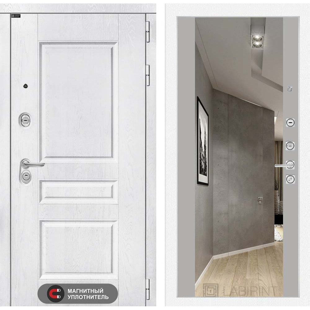 Входная дверь Лабиринт Versal с зеркалом Максимум - Грей софт
