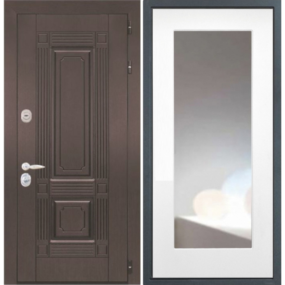 Дверь Интекрон ИТАЛИЯ белая матовая с зеркалом ФЛЗ-120 Max