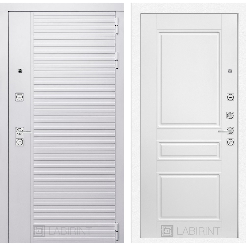 Металлическая Дверь Лабиринт Piano White 03 - Белый софт